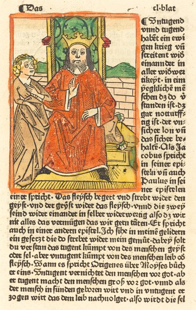 Uomo incoronato su un trono con la Vergine in piedi a sinistra, c. 1479 da Unbekannt