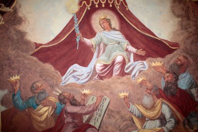 Maria incoronata, affresco nella chiesa di Loreto, Praga, Repubblica Ceca da Unbekannt