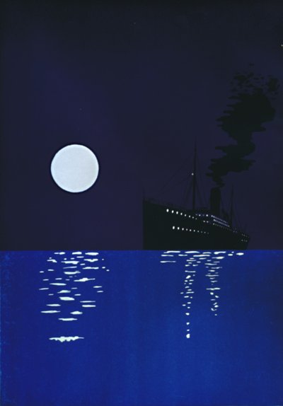 Nave da crociera in mare al chiaro di luna, 1909 da Unbekannt