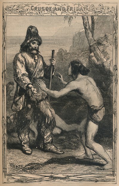 Crusoe e Venerdì, c1870 da Unbekannt