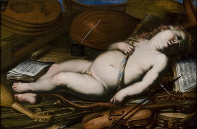 Cupido tra strumenti musicali, metà del XVII secolo da Unbekannt