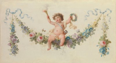Cupido seduto su una ghirlanda da Unbekannt