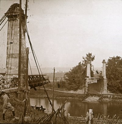 Ponte danneggiato, Dormans, Francia settentrionale, c. 1914-1918 da Unbekannt