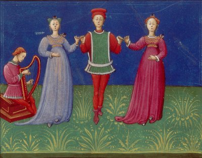 Lezioni di danza. Da: De pratica seu arte tripudii Sulla pratica o arte della danza, 1463 da Unbekannt
