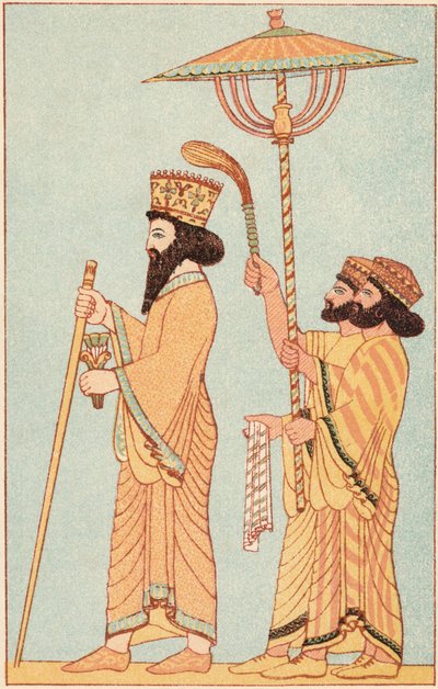 Dario I 548-486 a.C. re achemenide di Persia dal 521, con attendenti da Unbekannt