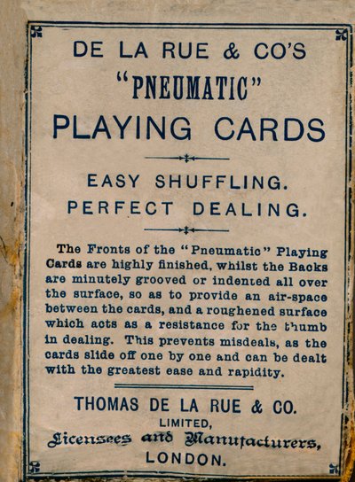 Carte da gioco pneumatiche De La Rue & Co, copertina, 1925 da Unbekannt
