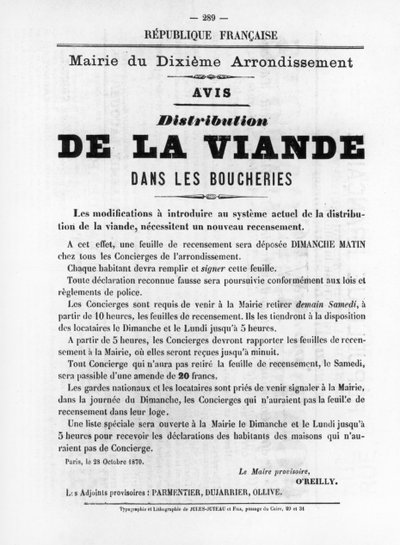 De La Viande, dai manifesti politici francesi della Comune di Parigi, maggio 1871 da Unbekannt