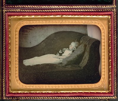 Bambino morto su un divano, c. 1855 da Unbekannt