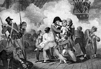 Morte di Nelson a bordo della HMS Victory alla Battaglia di Trafalgar da Unbekannt