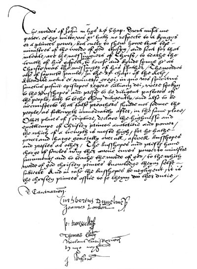 Dichiarazione dei vescovi a favore dei poteri di Enrico VIII da Unbekannt