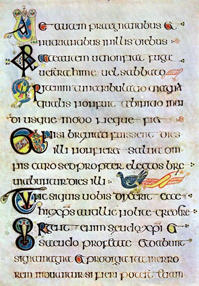 Pagina di testo decorata, 800 d.C. da Unbekannt