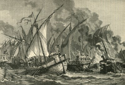Sconfitta della flotta saracena davanti a Costantinopoli, 717-718, 1890 da Unbekannt