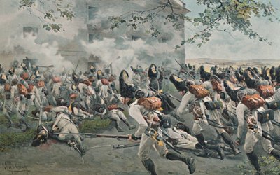 Difesa del granaio a Essling, 1809, 1896 da Unbekannt