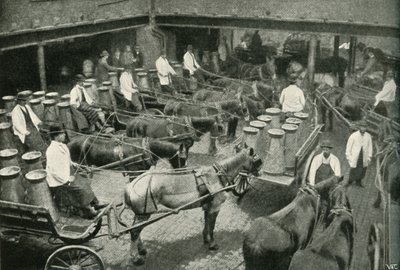 Furgoni di consegna in partenza dal deposito centrale di Messrs, Freeth e Pococks a Vauxhall, 1902 da Unbekannt