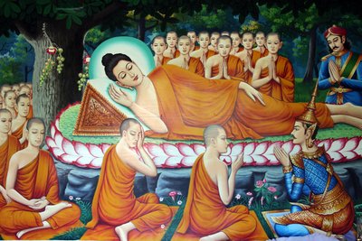 Rappresentazione della morte del Buddha e dell