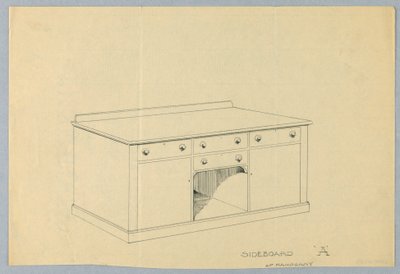 Design per credenza A di mogano, 1900-05 da Unbekannt