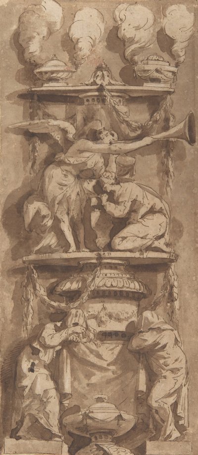 Progetto per un monumento funebre o epitaffio con figure in lutto, XVIII secolo da Unbekannt