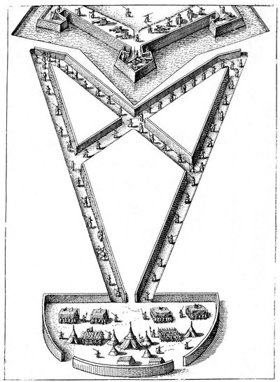 Progetto per un accampamento fuori da una fortezza assediata, 1617-1619 da Unbekannt
