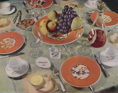 Dessert - In questa disposizione della tavola il servizio di frutta è in maiolica di Royal Copenhagen da Unbekannt
