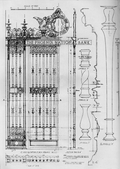 Disegno di dettaglio della griglia della porta d
