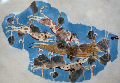 (dettaglio) di un affresco miceneo che mostra una caccia al cinghiale da Unbekannt