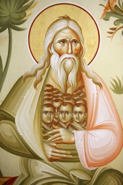 (dettaglio) affresco nella chiesa greco-ortodossa di Cafarnao: Abramo, Cafarnao, Israele da Unbekannt
