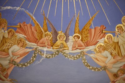 Dettaglio di un affresco nella chiesa della Visitazione a Ein Kerem: angeli da Unbekannt