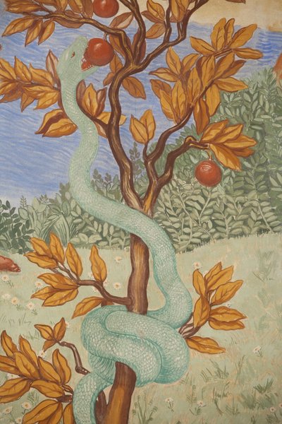Dettaglio di un affresco che mostra il giardino dell