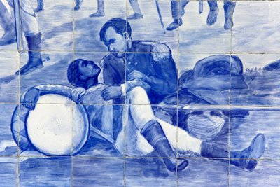 Dettaglio di un mosaico che raffigura la lotta del Brasile per l