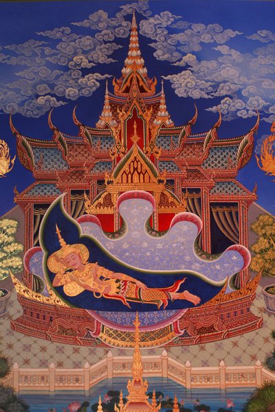 (dettaglio) di un dipinto murale nella Uposatha (sala del santuario) del tempio Buddhapadipa, Wimbledon, Regno Unito da Unbekannt
