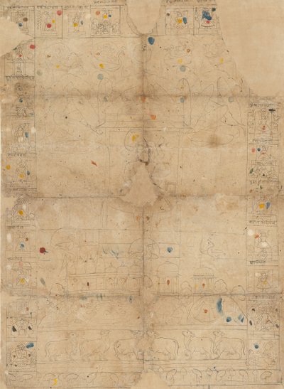 Diagramma per un Pichawai che raffigura lo Sharad Purnima la Luna Piena d