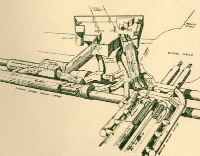 Diagramma della nuova stazione della metropolitana a Oxford Circus, 1930 da Unbekannt