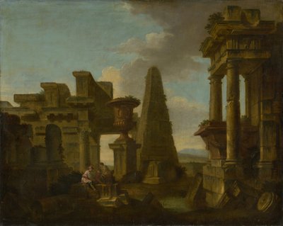 Giocatori di dadi in rovine romantiche da Unbekannt