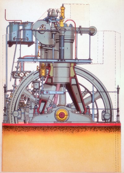 Motore diesel: motore a combustione interna inventato da Rudolph Diesel nel 1897 c1910 da Unbekannt