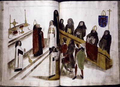 Servizio divino secondo il rito ortodosso greco da: Cronaca del Concilio di Costanza di Ulrich Richental, 1414-1418 da Unbekannt