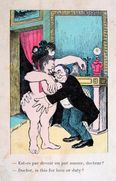 Dottore, è per amore o per dovere, cartolina francese vintage, c1900 da Unbekannt