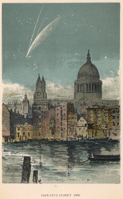 La cometa di Donati del 1858 vista sopra la Cattedrale di St Paul, Londra, 1884 da Unbekannt
