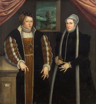 Doppio ritratto di Maria di Brandeburgo-Kulmbach e Cristina di Danimarca, c. 1580 da Unbekannt