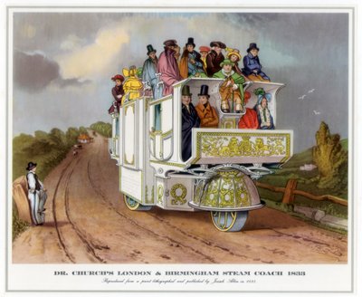 La carrozza a vapore di Dr Church, Londra e Birmingham, 1833 da Unbekannt