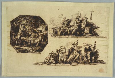 Disegno, Bacco, Apollo e Mnemosine; Minerva con Trofei da Unbekannt