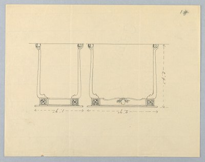 Disegno, Progetto per piccolo tavolo rettangolare con motivi a rosetta da Unbekannt
