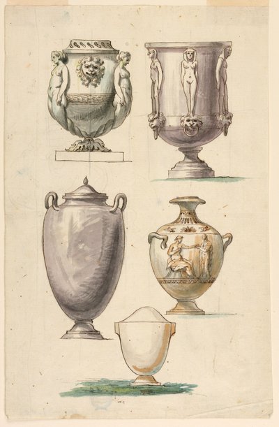Disegno, Progetti per Urne in Stile Antico, fine XVIII secolo da Unbekannt