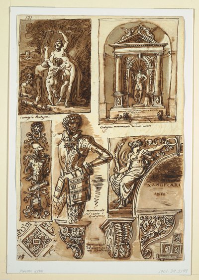 Disegno, Fogli di Studi dopo Monumenti Bolognesi, 1811-14 da Unbekannt