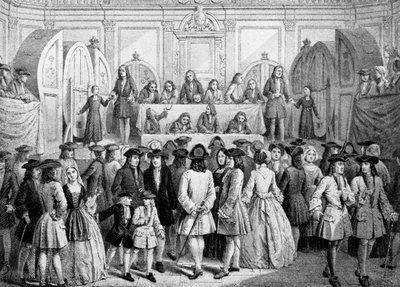 Estrazione di una lotteria nella Guildhall, 1739, c1920 da Unbekannt