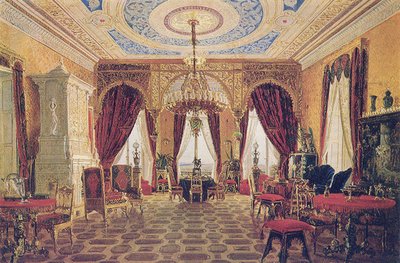 Salotto nella Manor House Grafskaya Slavyanka della contessa Julia Samoilova da Unbekannt