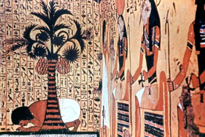 Bere dal fiume, pittura murale del tempio, Tebe, Egitto da Unbekannt
