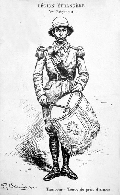 Tamburino, 5° reggimento della Legione Straniera Francese, 20° secolo da Unbekannt