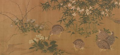 Anatre, fiori e quaglie, dinastia Ming, 1368-1644 da Unbekannt