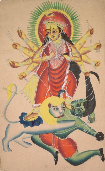 Durga uccide il demone Mahisha, 1800s da Unbekannt