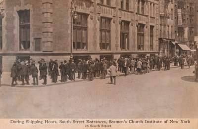 Durante le ore di spedizione, ingressi di South Street, Seamens Church Institute di New York, c1888 da Unbekannt